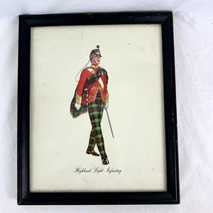 Vintage Framed Print Scottish Highland Light Infantry Military Uniform Man Cave - Picture 1 of 9