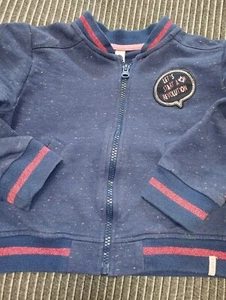 Sweatjacke Mädchen Dunkelblau Esprit 104/110 mit Pinkem Glitzerrand - Bild 1 von 5