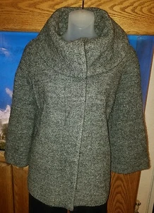 Via New Gray Coat W/Convertible Collar Size Medium  - Picture 1 of 6