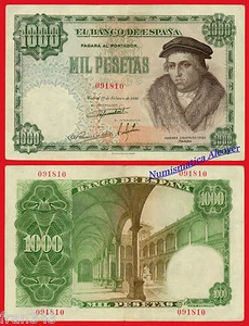 ESPAÑA SPAIN 1000 Pesetas 1946 LUIS VIVES Pick 133 EBC / XF - Foto 1 di 1