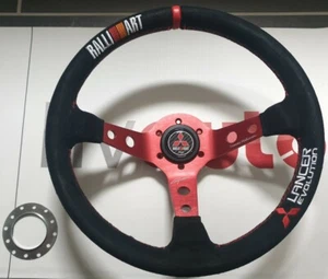 Sports Steering Wheel Suede Mitsubishi Lancer Evolution Ralliart Mäkinen - Picture 1 of 11