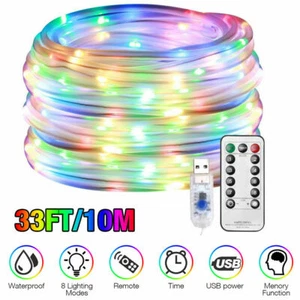 33Ft/10M Waterproof LED Rope Strip Light Multi-color Outdoor Changing w/ Remote - Picture 1 of 39