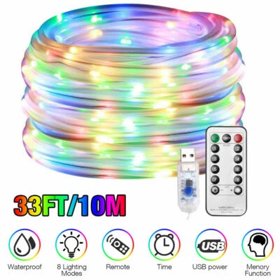 33Ft/10M Waterproof LED Rope Strip Light Multi-color Outdoor Changing w/ Remote - Image 1 of 4