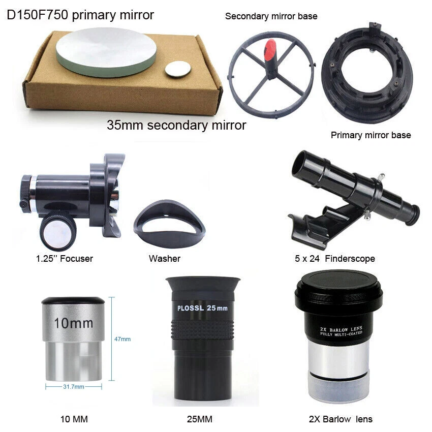 150/750 Newton reflector Complete set of self-made telescope accessories - Image 1 of 1