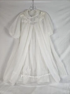 Vintage Van Raalte Ivory Negligee And Peignoir Shear Lined Midi Length Women's S - Picture 1 of 9