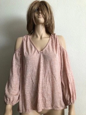 Women's NWT Max Studio Pink Knit Cold-Shoulder Top Size M Foto 1 de 3