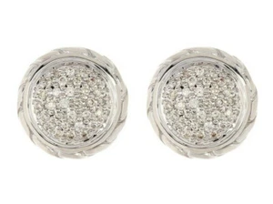 JOHN HARDY Sterling Silver Stud Post Diamond Button Earrings - 0.37 ctw NWT - Picture 1 of 2