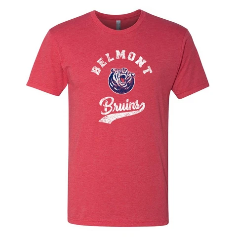 Belmont Bruins Retro Script Triblend T-Shirt - Vintage Red Cover