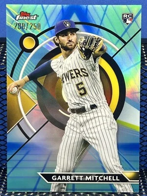 2023 Topps Finest GARRETT MITCHELL Brewers RC Blue Vapor Refractor 208/250 - Image 1 of 2