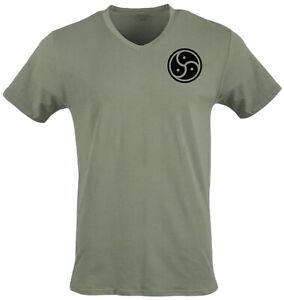 T-shirt à col en V Triskelion BDSM symbole vert militaire large