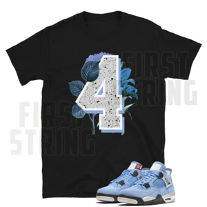 Retro 4 Floral Sneaker Shirt passend zu Jordan 4 University Blue / Black T-Shirt - Bild 1 von 2