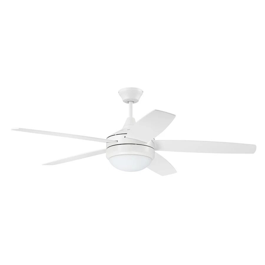 Craftmade 52" Phaze II 5-Blade Ceiling Fan, White/White Blades/Frost - PHZ52W5