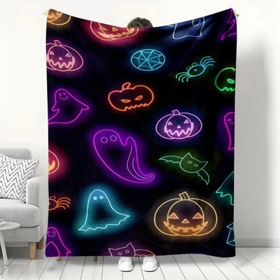 Halloween Flanelldecke Mit Kürbis Motiv Weich Sofa Bett Schlafzimmer Büro Reise - Bild 1 von 4