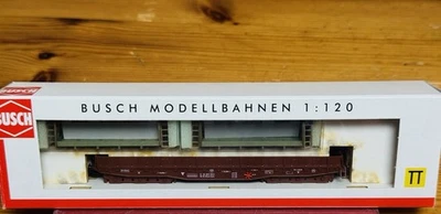 Schwerlastwaggon Samm mit Betonfertigteilen Busch, 1/120, TT OVP Neu - Bild 1 von 4