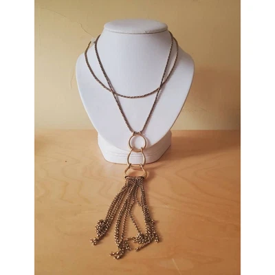 Collar Lucky Brand HorseShoe Flecos Tono Oro Amarillo 2 Hilos Cadena Nuevo Foto 1 de 4