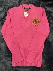 Maglione Ralph Lauren Sport donna grande pony scollo a V rosa manica lunga M, RW902122 - Foto 1 di 6