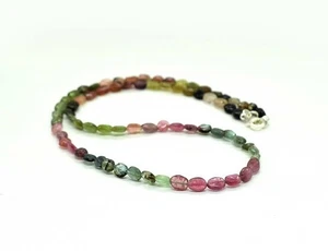 Collana AAA Multi Tormalina Liscia Ovale Pietra Preziosa Perline Messa a Terra Energia 24'' - Foto 1 di 15