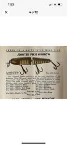 Vintage Lure Creek Chub Pikie 2600 articulado con folleto de caja no incluido - Imagen 1 de 9