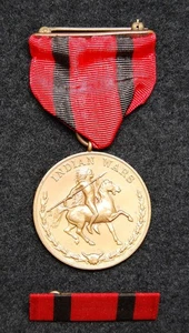Original M.No. Numbered Army Indian War Campaign Medal with Ribbon Bar - Rare! - Picture 1 of 6