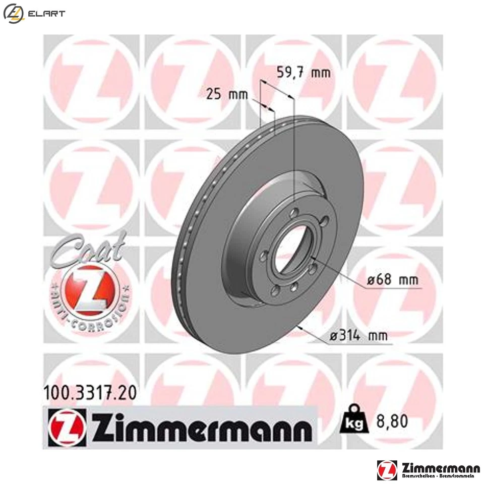 2x BRAKE DISC 100.3317.20 FOR AUDI A6/S6 BPJ/BYK 2.0L CAHB/CAHA/BVG/BRF 2.0L A6 - Image 1 of 4