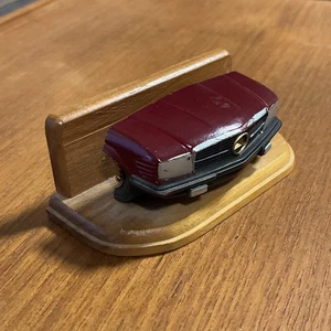 MERCEDES BENZ DEALER porta biglietti da visita vintage rosso legno 450 SL - Foto 1 di 5