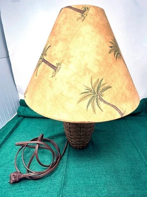 Lámpara de mesa palmera tropical tejida base de ratán estilo isla costera 23" de alto Foto 1 de 4