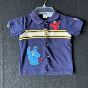 Vintage 123 ABC Sesame Street Workshop Button Up Shirt Elmo Cookie Monster 3T - Picture 1 of 9
