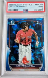 Refractor de zafiro Kristian Campbell Bowman Draft 2023 PSA 9 como nuevo - Medias Rojas - Imagen 1 de 2