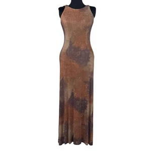 Vintage Y2K Stretch Sparkle Maxi Gown Size 8 Rich Cloudy Camo Print - Picture 1 of 15