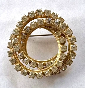 Broche doble círculo prendedor con pedrería antiguo #200 - Imagen 1 de 2