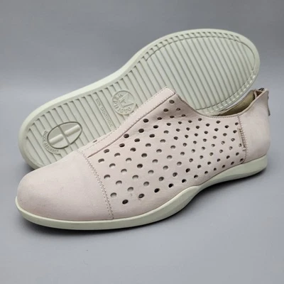 Mephisto Air Jet Flats Loafers Baby Pink Perforated Leather Back Zip Size 10 - Image 1 of 4