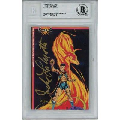 Tarjeta coleccionable Beckett 49390 autografiada/firmada de Raging Bull de Jake Lamotta Foto 1 de 2