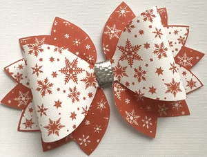 ROTE SCHNEEFLOCKEN WEIHNACHTEN STATEMENT BEDRUCKT CANVAS STOFFSCHLEIFE TEMP MAKE HAARSCHLEIFEN - Bild 1 von 3