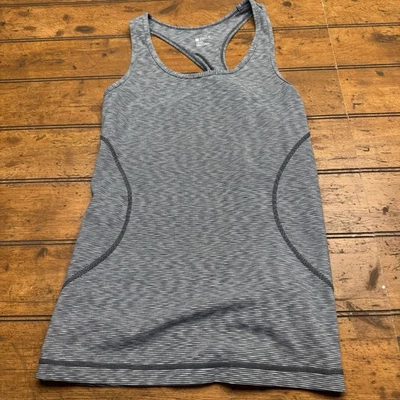 Zella Racerback Gray Tank Top Womens  Medium Stripe Sleeveless Athletic Top - Image 1 of 4