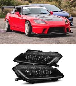 Fits 00-09 Honda S2000 AlphaRex Nova-Series LED Projector Headlights (Black) - Picture 1 of 19