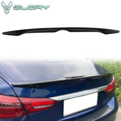 Fits 14-24 Infiniti Q50 Trunk Spoiler OE Factory Style Rear Wing Gloss Black ABS - Image 1 of 4