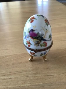 Porzellan Ei Schmuckdose FABERGE` Stil H ca. 10 cm, zum Öffnen Goldene Rose - Bild 1 von 3