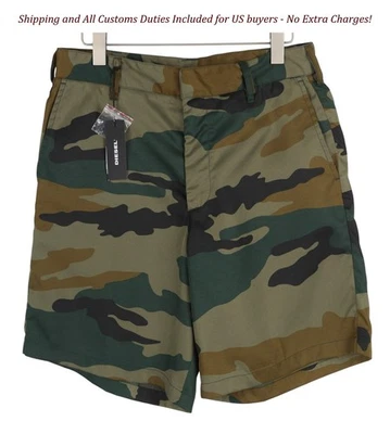 Pantalones Cortos Diesel P-Berti-Camu Para Hombre W32 Chino Camuflaje Cremallera Mosca Bolsillos PVP 125 Foto 1 de 4