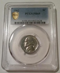 Jefferson 1962 prueba de níquel PR65 PCGS buen tono - Imagen 1 de 2