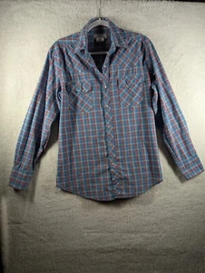 Wrangler Wrancher Shirt Flannel Plaid Pearl Snap Mens Sz M Western Cowboy Rodeo - Picture 1 of 19