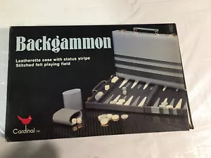 Vintage Backgammon Set Cardinal Gray Leatherette Case Doubling Dice - Picture 1 of 3