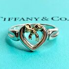 Tiffany & Co. Heart Bow Ring Silver 925 Gold 750 Size 6.5-7 (US) Signed Japan