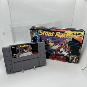 Stunt Race FX (Super Nintendo SNES, 1994) Box, Cart, & Protector - Picture 1 of 7