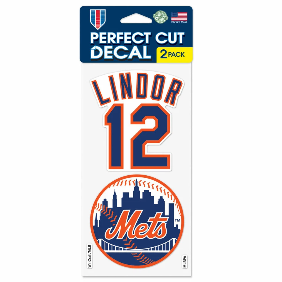 FRANCISCO LINDOR NEW YORK METS 2 PIECE PERFECT CUT DECAL SHEET 4"X8" - Image 1 of 1