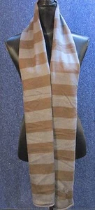 Royal Robbin's Women's Grey Brown Striped Knit Scarf with Embroidered Leaves - Picture 1 of 5