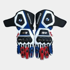 NEW 2025 BMW Motorcycle Biker Leather Gloves Motorbike Racing Leather Gloves CE - Picture 1 of 2