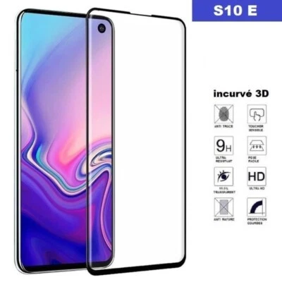 Film Vitre Verre Trempé de Protection d'écran Intégral Samsung Galaxy S10E Noir