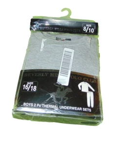 Beverly Hills Polo Club Thermal Underwear Set 8-10 Boys New Light Gray - Picture 1 of 2