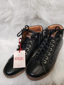 Pikolinos - Zapatillas de cuero con cordones con tachuelas - Negras - EU 38 US 7.5 - 8 - Imagen 1 de 10