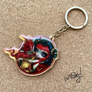 Portachiavi acrilico Big Eye Red Ambra Dragonling Portachiavi Jasmine Becket Griffith Art - Foto 1 di 2